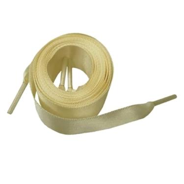 Imagem de Flat Satin Ribbon Shoelaces Laces For Sneaker Sport Shoes(Color:Beige,Size:80cm)