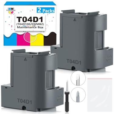 Imagem de Poschink T04D1 T04D100 Caixa de manutenção de tinta para ET-15000 ET-3750 ET-3760 WF-2860 ET-4760 ET-3850 ET-4850 XP-5100 ET-3710 ET-5150 ET-383 0 ET-M1000 ST-3000 ET-M2170 Etc. Impressoras, 2 pacotes