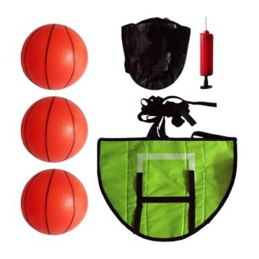 Imagem de Dynwave Mini cesta de basquete para acessório de trampolim, trampolim para todas as idades quadro de basquete leve rodapé, com 3 bolas
