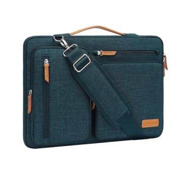 Imagem de MOSISO Bolsa de ombro protetora 360 para laptop, bolsa para computador de 13 a 13,3 polegadas compatível com MacBook, HP, Dell, Lenovo, Asus Notebook, bolsa carteiro aberta lateral com 4 bolsos e alça