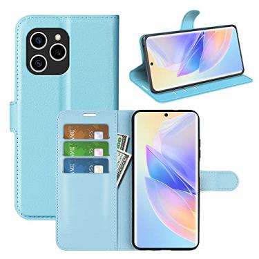 Imagem de Capa para Huawei Honor 60 SE 5G, couro PU com suporte para cartão de crédito, carteira fina com suporte, capa protetora para Huawei Honor 60 SE 5G (azul)