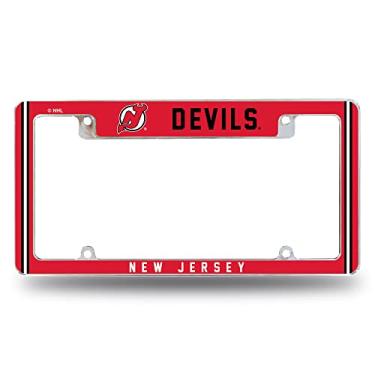 Imagem de Rico Industries Moldura de placa automotiva NHL New Jersey Devils Classic 30,48 cm x 15,24 cm cromada para carro/caminhão/SUV