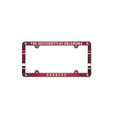 Imagem de Placa de licença NCAA com moldura colorida, Oklahoma Sooners, cor do time, tamanho único