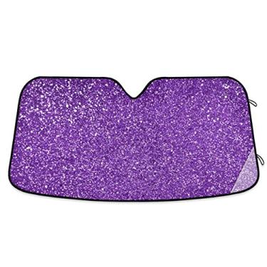 Imagem de Wajiw Proteção solar dobrável com textura de glitter roxo para bloquear raios UV - mantém seu veículo fresco para a maioria dos sedans SUV caminhões, 139,7 cm x 70,1 cm