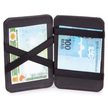 Imagem de Carteira Mágica em Couro Espaço CNH Cédulas Notas Envio Imediato - Use