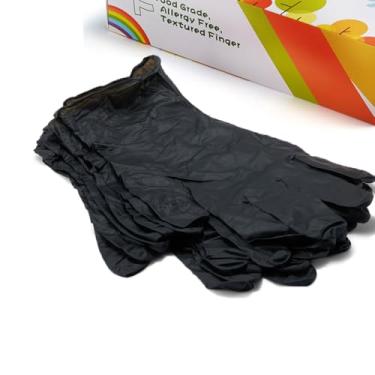 Imagem de Luvas infantis de nitrilo descartáveis para crianças - sem látex e pó - para preparação de alimentos, artesanato, pintura, jardinagem (PP preto)