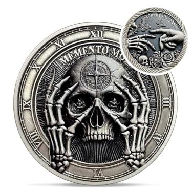 Imagem de Delicate Memento Mori Coin - Novidade Crânio Amor Fati EDC Moeda estoica - Lembrete de símbolo de amor do destino para prática estoica diária - Presentes inspiradores e pensativos Momento Mori