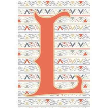 Imagem de L: (6x9 in) Blank, Dot Grid Notebook, Diary, Planner, Logbook, Letter Moroccan Tile Design