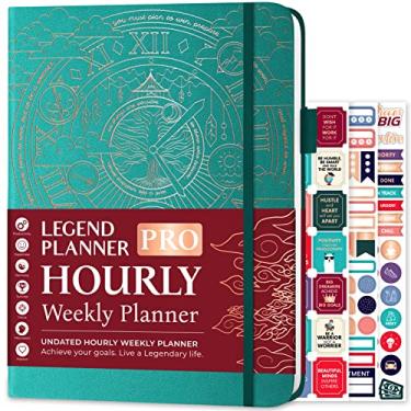 Imagem de Legend Planner Agenda horária PRO - Organizador semanal e diário com horários. Diário de agendas para trabalho e pessoal, A4 (verde viridiano)