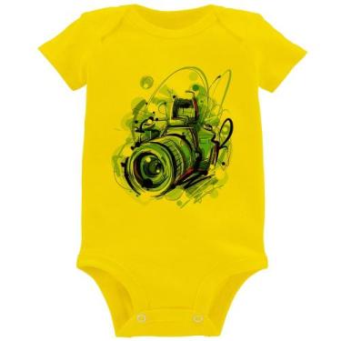 Imagem de Body Bebê Câmera Fotográfica - Foca na Moda, Amarelo, GG