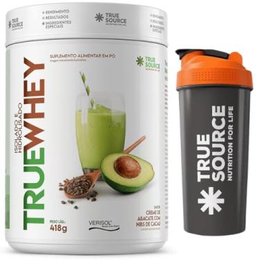 Imagem de Combo True Source Whey Protein Hidrolisado e Isolado c/colágeno Verisol + Coqueteleira Oficial (418g, CREME DE ABACATE COM NIBS DE CACAU)