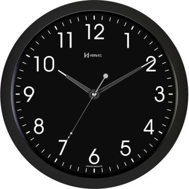 Imagem de Relógio Parede Quarto Preto Com Luz Led Sensor Herweg 6809