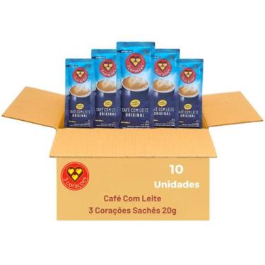 Imagem de Café Com Leite 3 Corações 10 Sachês 20g Cada