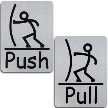 Imagem de Placa divertida de puxar para porta (prata escovada)