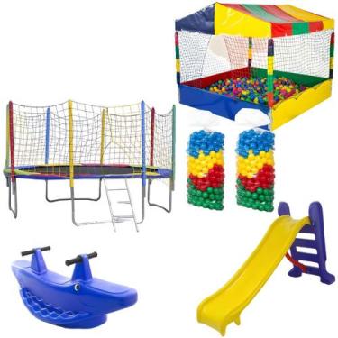 Imagem de Pula Pula 3,05m Piscina 1,50m 1000 Bolinhas Escorregador Médio Gangorr