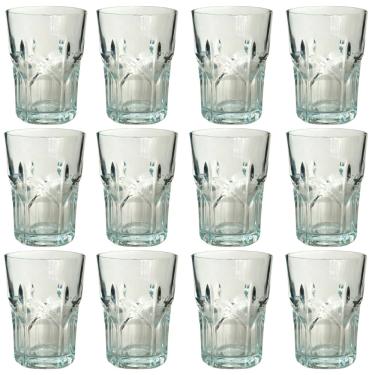 Imagem de Jogo de Copos com 12 Peças 180ml Vidro Relevo 7x9cm saldão.