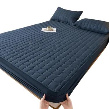 Imagem de Protetor Impermeável Capa para Colchão Matelada com Elástico(Azul Marinho,Queen)