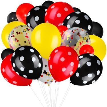 Imagem de Balões de festa Skylety 75 peças, cor de mouse, com confete