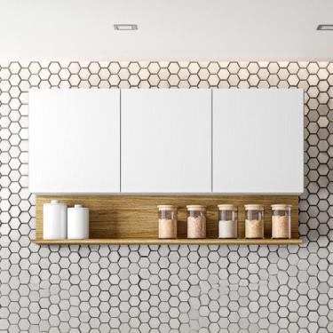 Imagem de Armário Aéreo Cozinha 120 Cm Silver 3 Portas Freijó/Supremo - Pnr Móve