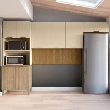 Imagem de Armário de Cozinha Monza 8 Portas Ripado 3d Freijó/Vanilla - Pnr Móvei