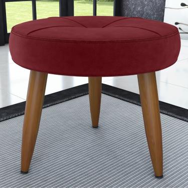 Imagem de Puff Redondo Para Sala Davi Veludo Vinho