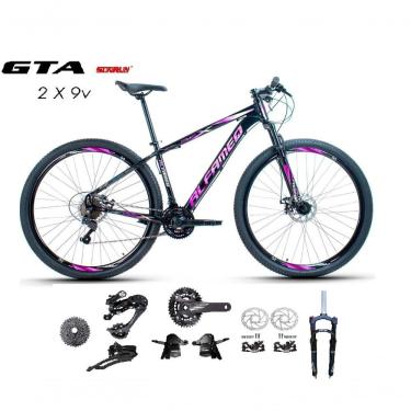 Imagem de Bicicleta Aro 29 Alfameq Afx Kit 2x9 Gta Sunrun Freio Disco K7 11/36 Pedivela 24/38d Garfo Com Trava - Preto/rosa Tam.17