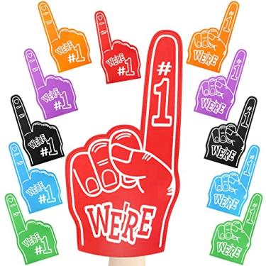 Imagem de Wettarn 12 peças dedo de espuma gigante 45,7 cm somos número 1 universal de espuma para itens escolares eventos esportivos jogos de futebol equipamento de líder de torcida (vermelho, azul, verde, laranja, roxo, preto)