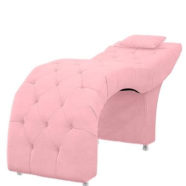 Imagem de Maca Estofada Capitone Julia Para Estetica Facial Sombrancelha E Cilios Suede Cor Rosa Bebe