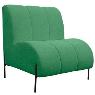 Imagem de Namoradeira Marselha Pés De Ferro Para Sala Hotel Tecido Boucle Cor Verde Esmeralda