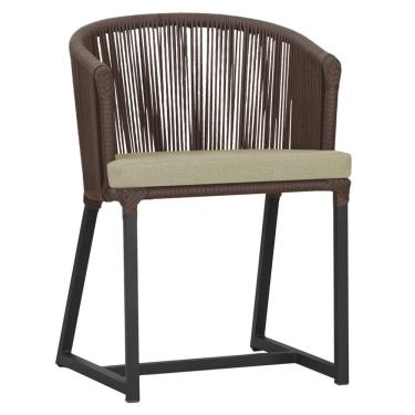 Imagem de Cadeira De Jantar Noronha Alumínio Preta E7 Trama Original Marrom