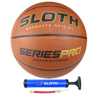 Imagem de Bola Basquete Sloth Couro Series Pro Profissional + Bomba, Laranja