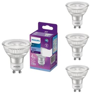 Imagem de 4 Lâmpada Led Dicroica 4.8w Philips GU10 6500k 525lm Fria