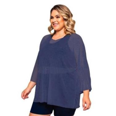 Imagem de Camiseta Blusão Tule Plus Size Fitness Casual-Feminino