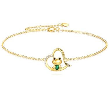 Imagem de Tornozeleiras de ouro 14 k com sapo, pulseiras de coração, joias presentes para mulheres