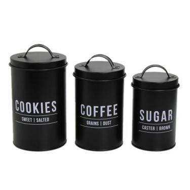 Imagem de Conjunto de Latas Porta Mantimentos Biscoitos Café e Açúcar - Hauskraf