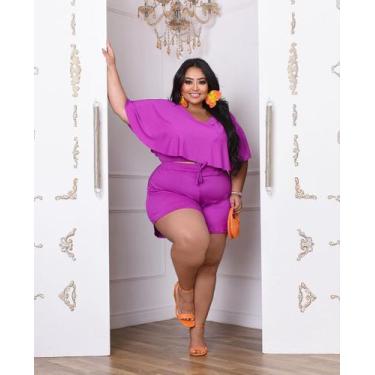 Imagem de Conjunto Jade Short cropped Ciganinha Feminino Ombro A ombro Plus Size