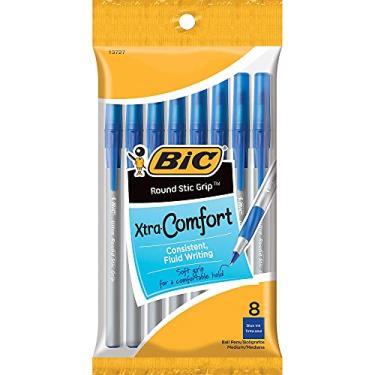 Imagem de BIC Caneta esferográfica Round Stic Grip Xtra Comfort, ponta média (1,2 mm), azul, 8 unidades