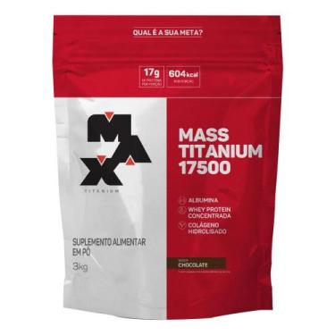 Imagem de Hipercalórico Max Titanium Mass Titanium 17500 - em Pó 3kg, Chocolate