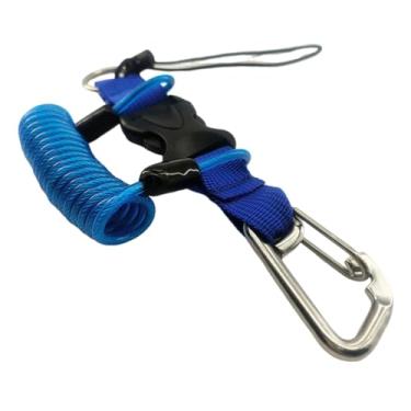 Imagem de Baoblaze Cordão de mergulho com mola espiral, acessórios com fivela de liberação rápida, anti-perda para ferramentas de luzes de mergulho, lanterna, Azul