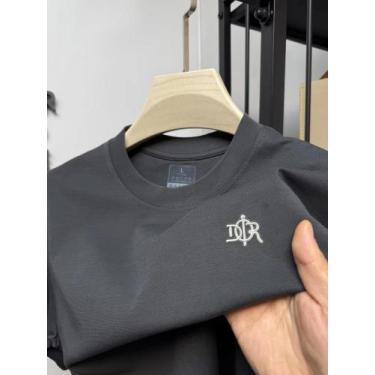 Imagem de Camiseta Masculina De Algodão Sem Costura Com Gola Redonda E Manga Cur