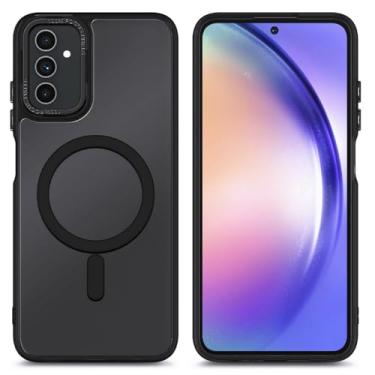 Imagem de YZB Capa magnética para celular Samsung Galaxy A13-5G, preta | Compatível com MagSafe | Traseira fosca translúcida resistente a arranhões | Proteção à prova de choque de nível militar - Capa fina para