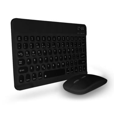Imagem de Kit Teclado E Mouse Bluetooth Ultrafino Design Elegante Compacto Compatível Celular Tablet Pc Notebook Recarregável(Preto)