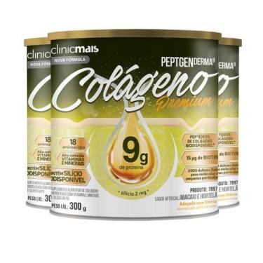 Imagem de Kit 3 Colágeno Peptgenderma Clinicmais 300G Abacaxi Hortelã