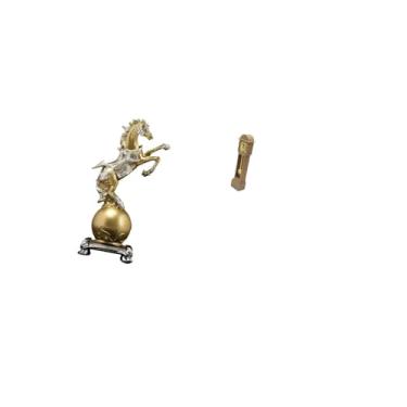 Imagem de Fenteer Estatueta de Resina Equina Majestosa com Relógio de Pêndulo Vintage em Miniatura para Decoração de Mesa Central de Sala de Estar E Escritório