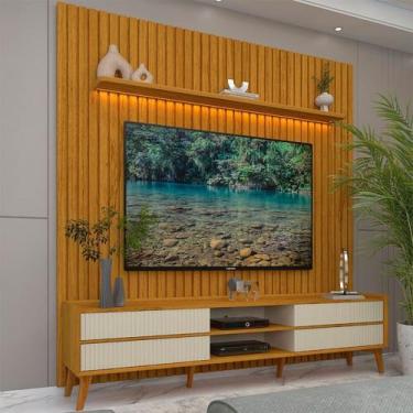 Imagem de Rack com Painel Ripado para Tv 84 Polegadas com Led 4 Gavetas 228,8cm 