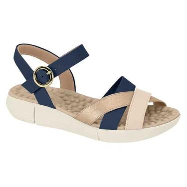 Imagem de Sandália Feminina Modare Ortopédica Baixa Confortável Marinho/Dourado 38
