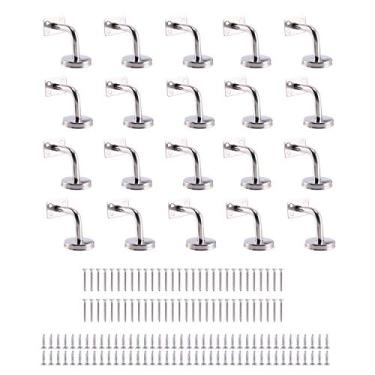 Imagem de Suportes para corrimão Homend de aço inoxidável para montagem na parede com cobertura de flange base para trilhos de madeira ou metal, acabamento em cetim, pacote com 20 (tubo quadrado)