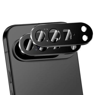 Imagem de NECARSIN Pacote com 2 para protetor de lente de câmera Google Pixel 10 Pro XL, capa de câmera de vidro temperado de metal premium, alta definição antiarranhões (preto)