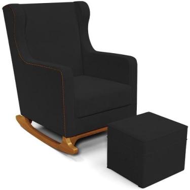 Imagem de Poltrona De Amamentação Com Balanço E Puff Mavie L02 Suede Preto - Lya