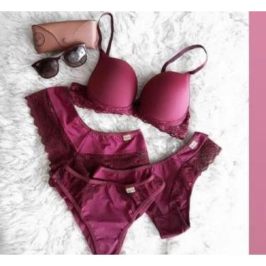 Imagem de Conjunto calcinha e sutiã bordo - Mademoisele